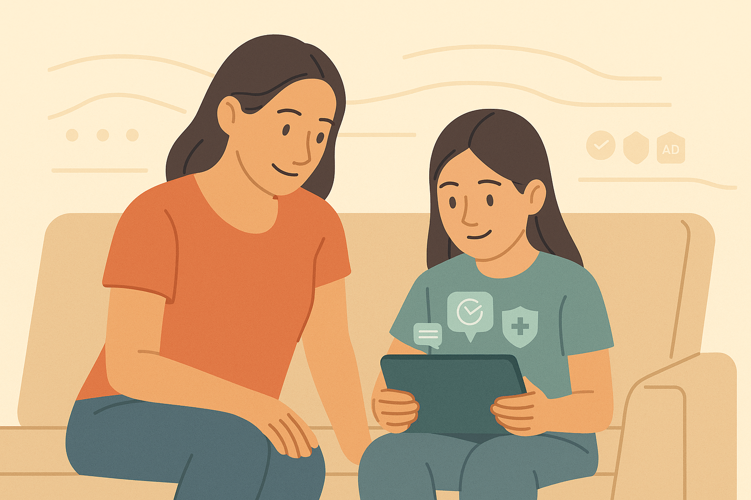Parent discussing phone use with child